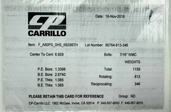 Custom Ford Powerstroke 6.0 Pro H, 6.929 Rod length, 8 Cyl, 7/16 WMC Diesel  rods, complete set