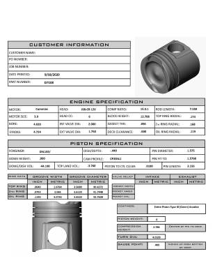 D7108   Cummins 5.9L 12V 4.020 2.786 16.0 Comp, 6 Cyl Set