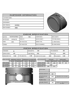 S9861 Ford 3V Power Adder Modular, Dish 280 3.552 Bore 3.543 Stroke 5.933 Rod 1.22 CH